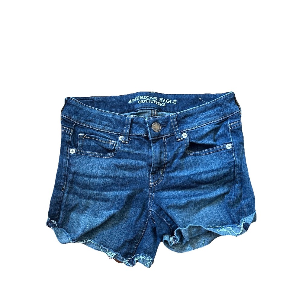 Women's American Eagle Denim Shorts Size 4‎ Midi Super Stretch Cuffed Jeans